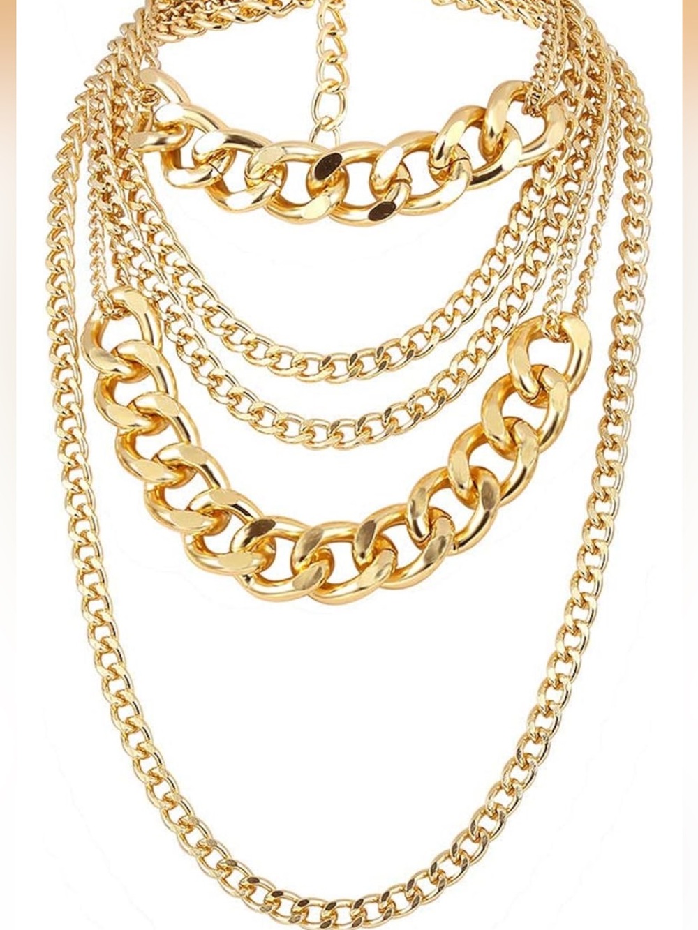 Anthropologie Gold Multi-Layer Chunky Chain Necklace